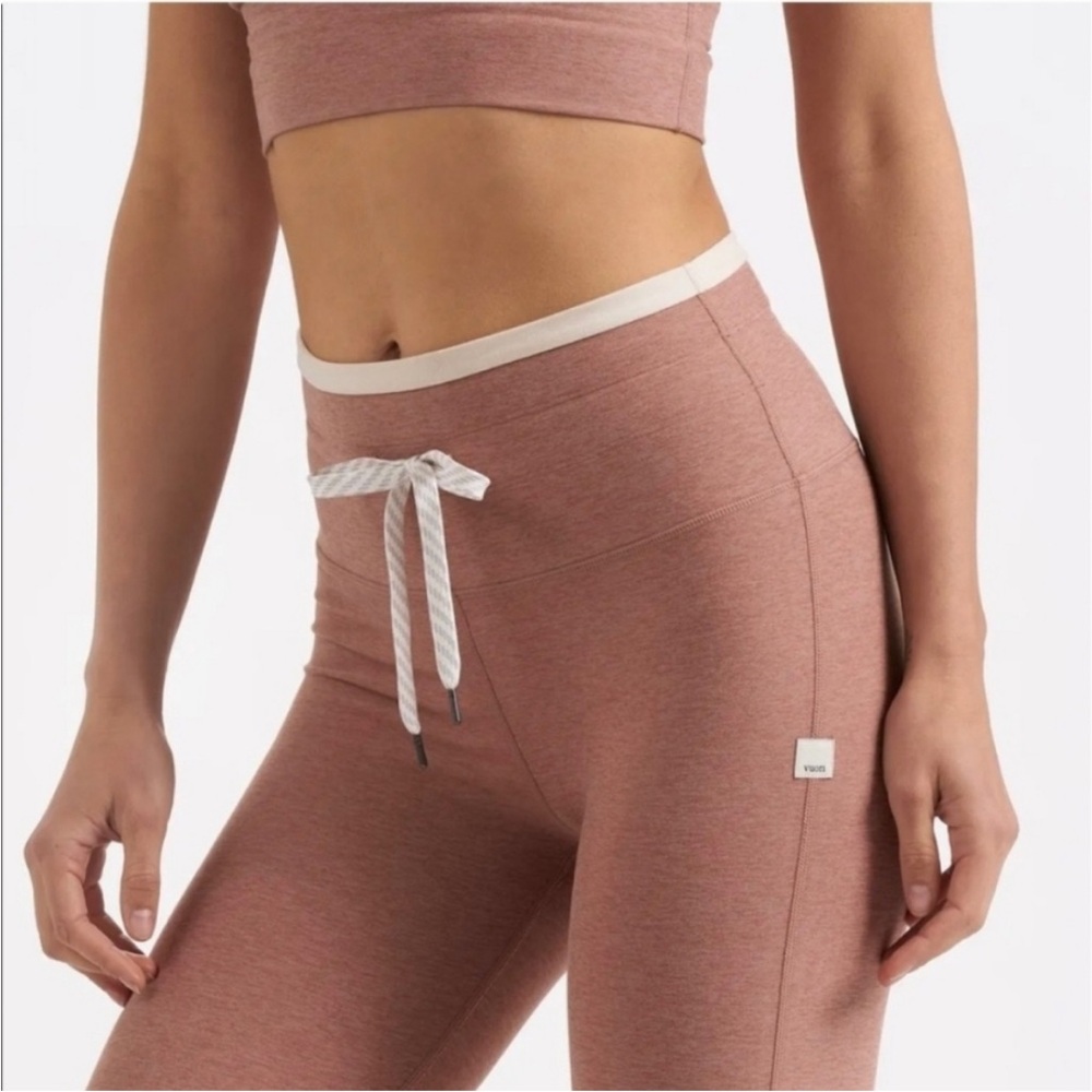 Vuori Vibe Elevation High Waist Drawstring Ankle Leggings Dusty Rose Mauve Sz M - Picture 3 of 14